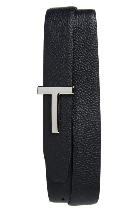 T Icon Reversible Grained Leather Belt