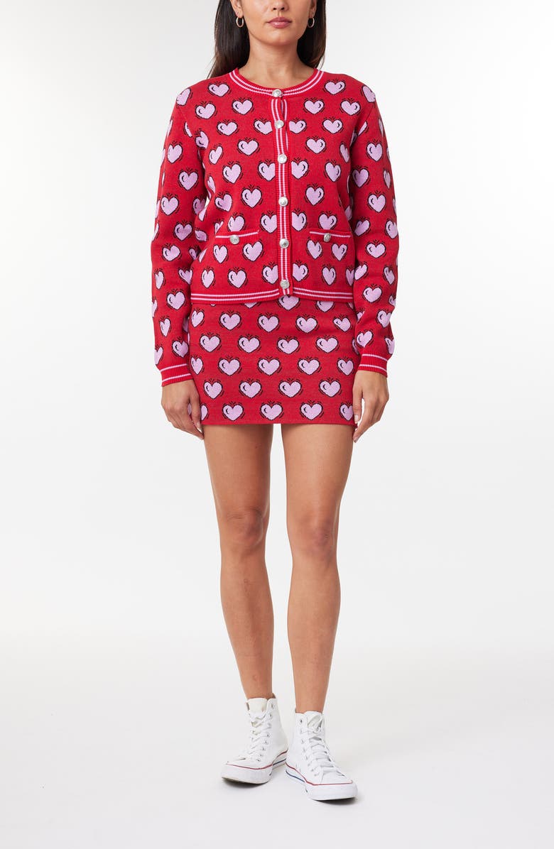 Scotch & Soda Burton Morris Hearts Jacquard Cardigan, Alternate, color,