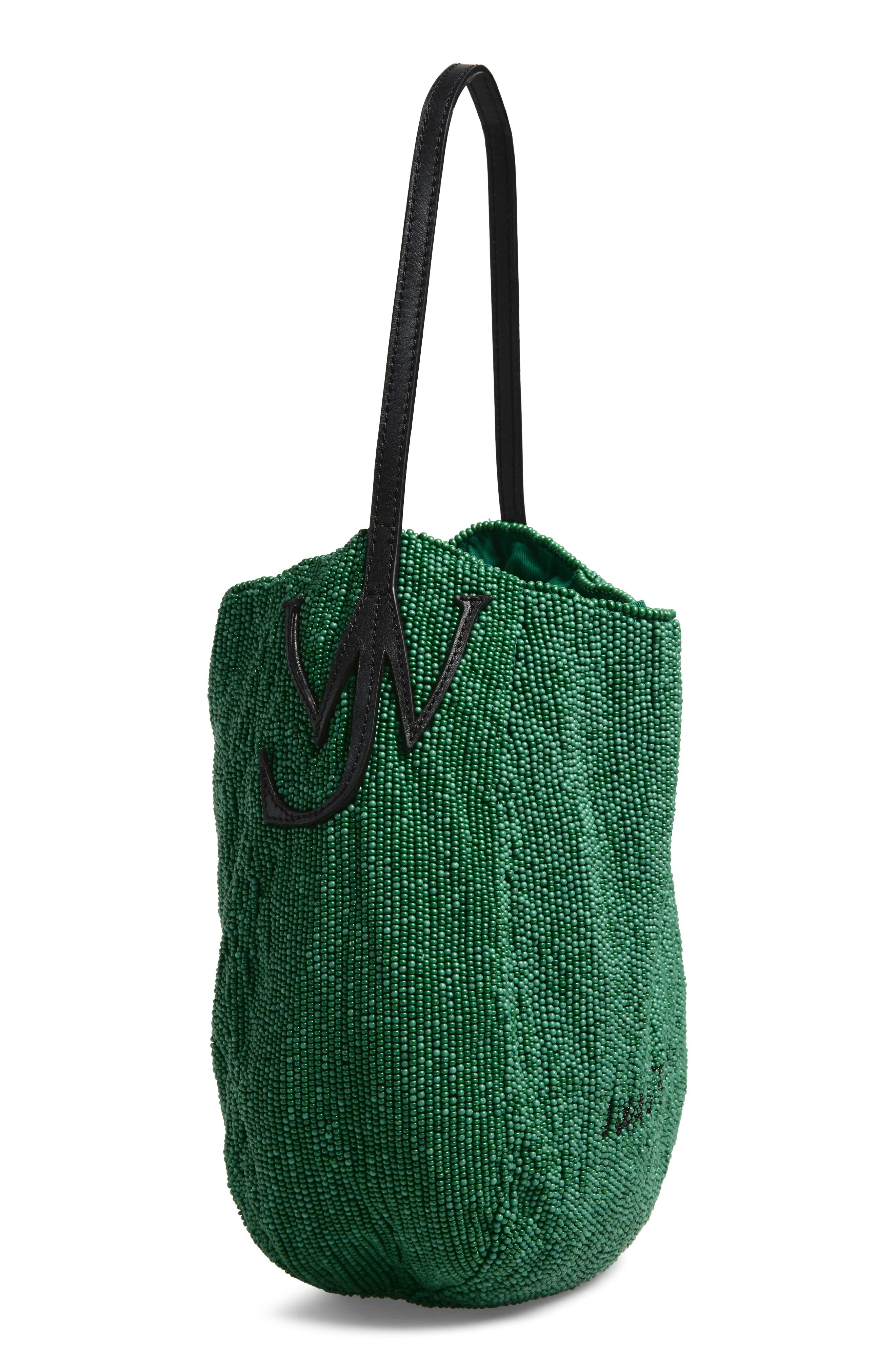 Small Bulb Beaded Leather Hobo Bag, Alternate, color, GREEN