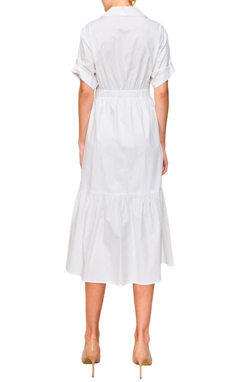 Melloday Belted Poplin Coat Dress In White