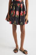 Dolce&Gabbana Rose Bouquet Pleated Cotton Poplin A-Line Miniskirt