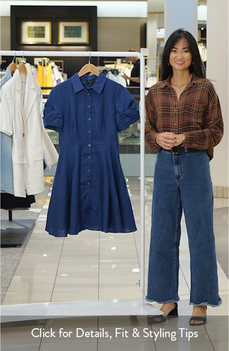 Stina Twisted Short Sleeve Linen Shirtdress, sales video thumbnail