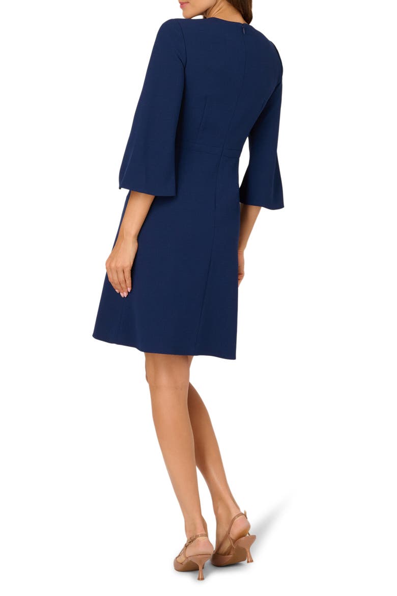 Twist Neck Crepe Dress, Main, color, NAVY SATEEN