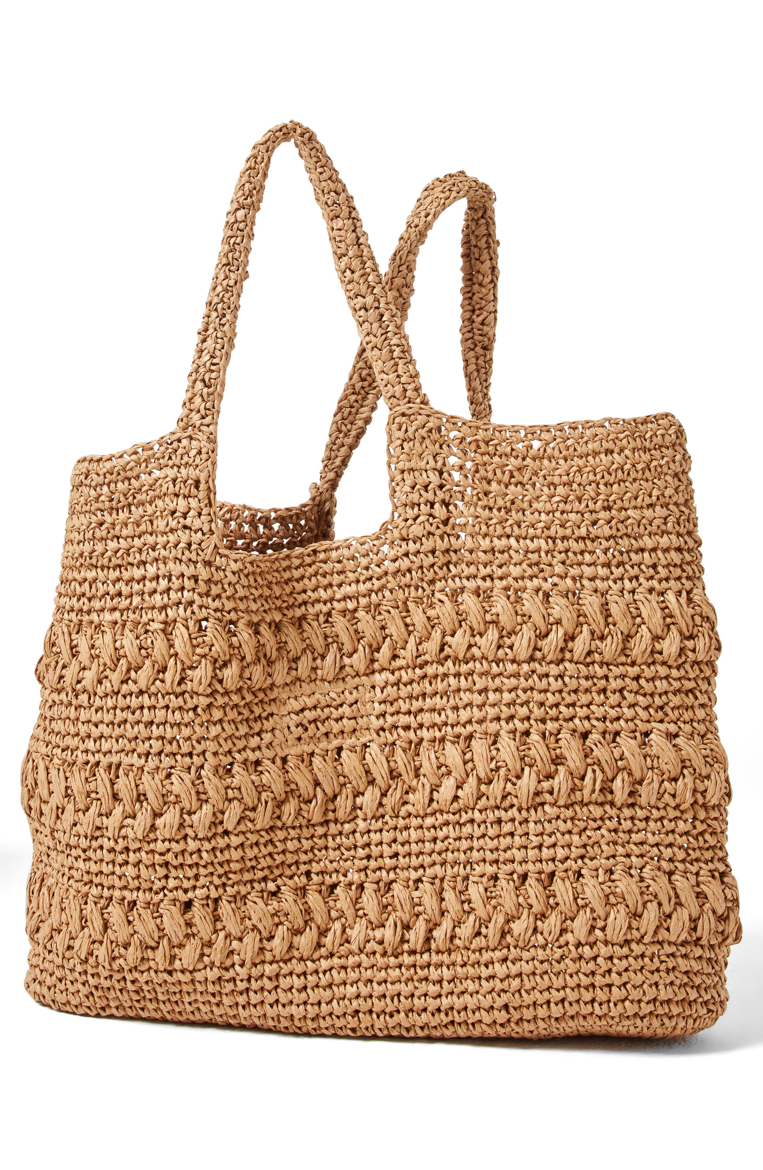 LSPACE Changing Tides Crocheted Raffia Tote, Alternate, color, Natural
