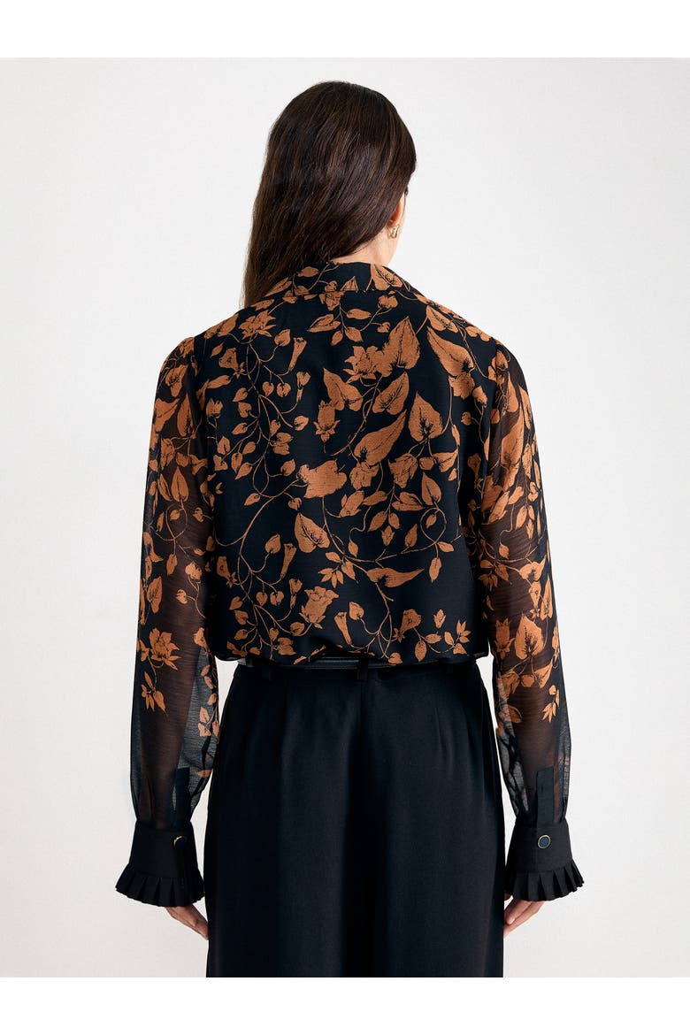 Clenence Floral Sheer Drape Shirt, Alternate, color, Black