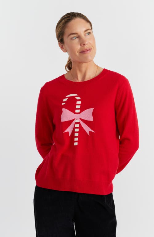 Chinti & Parker Velvet-red Wool-cashmere Candy Cane Sweater In Red