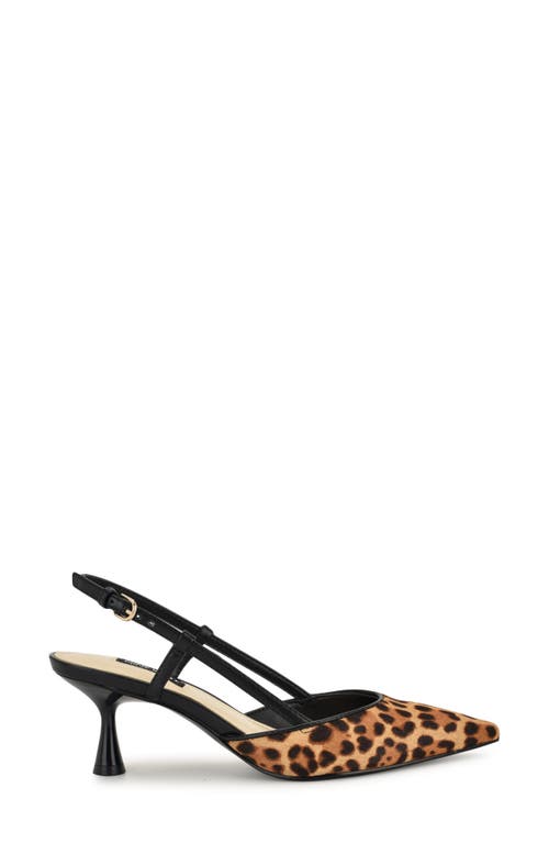 Nine West Rhonda Slingback Pointed Toe Kitten Heel Pump In Multi