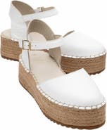 Forever & Always Shoes Viba Leather Espadrille Platform Wedge Sandals