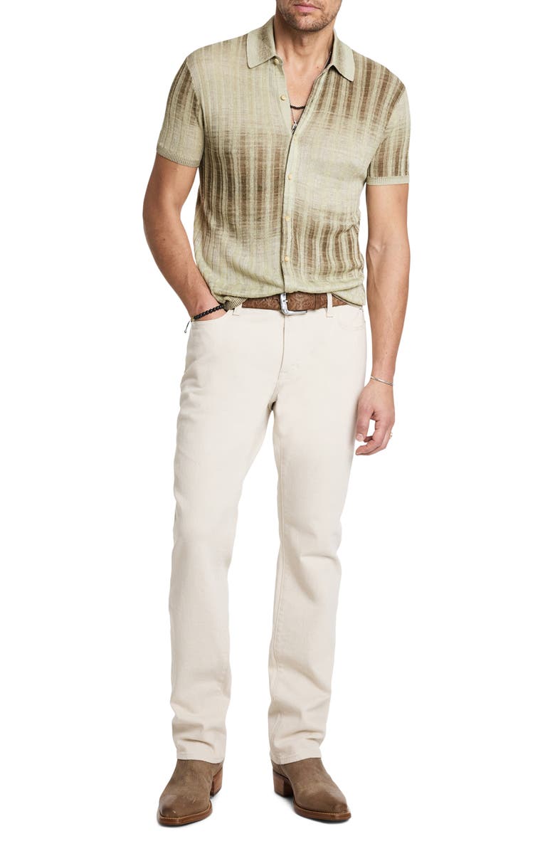 John Varvatos Santiago Short Sleeve Button-Up Sweater, Alternate, color, 