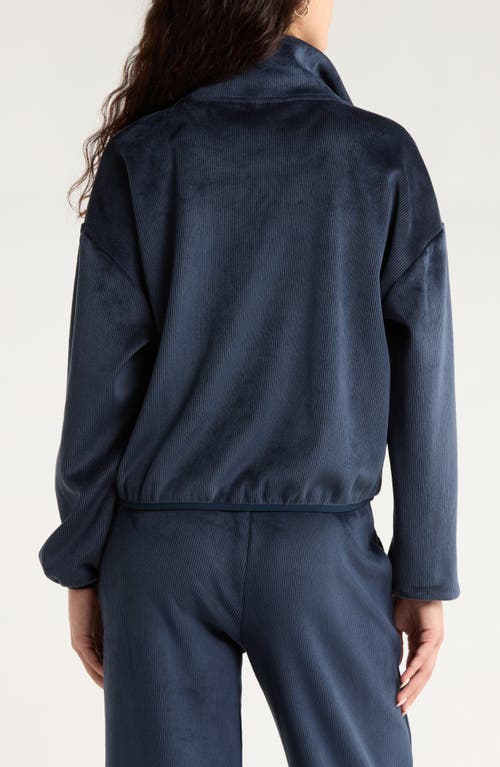 Zella Plush Rib Jacket In Blue