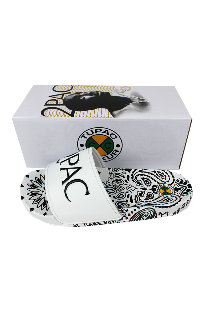 Cross Colours 2Pac Paisley Slides, Alternate, color, White