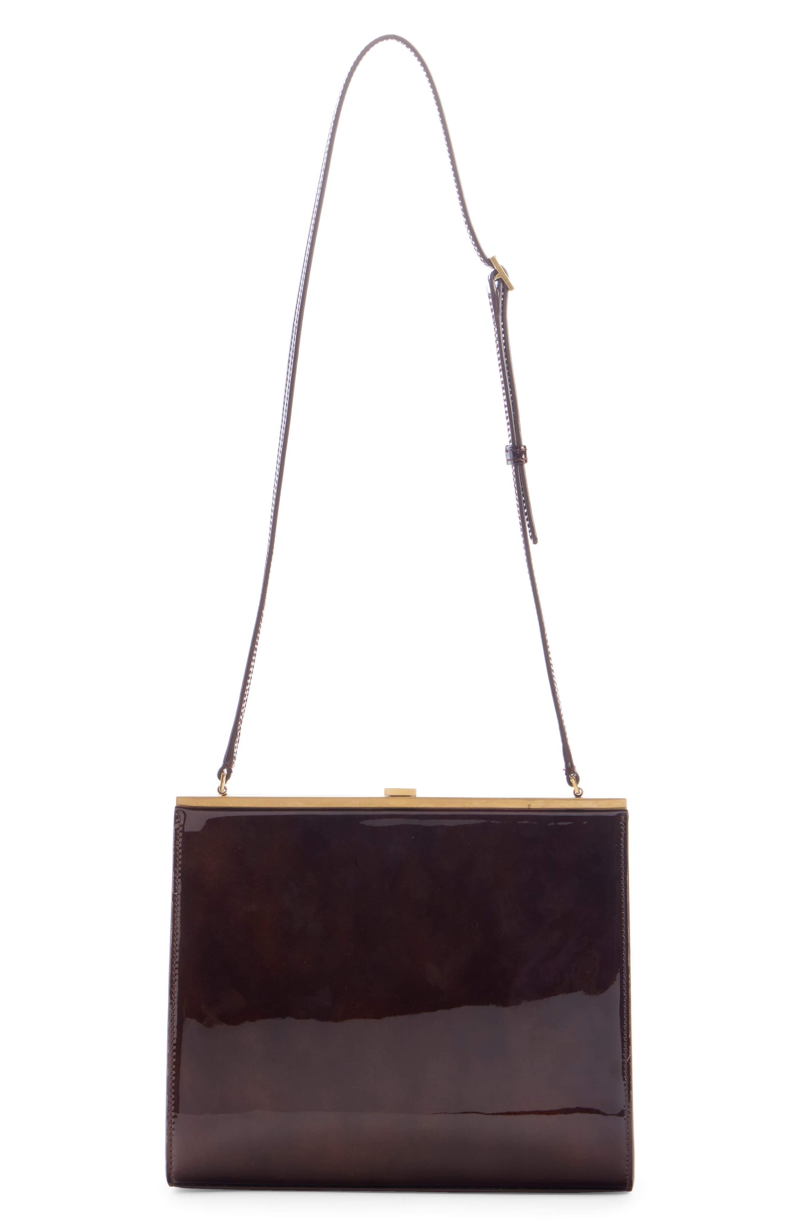 Saint Laurent Small Sac Patent Leather Frame Shoulder Bag, Alternate, color, 