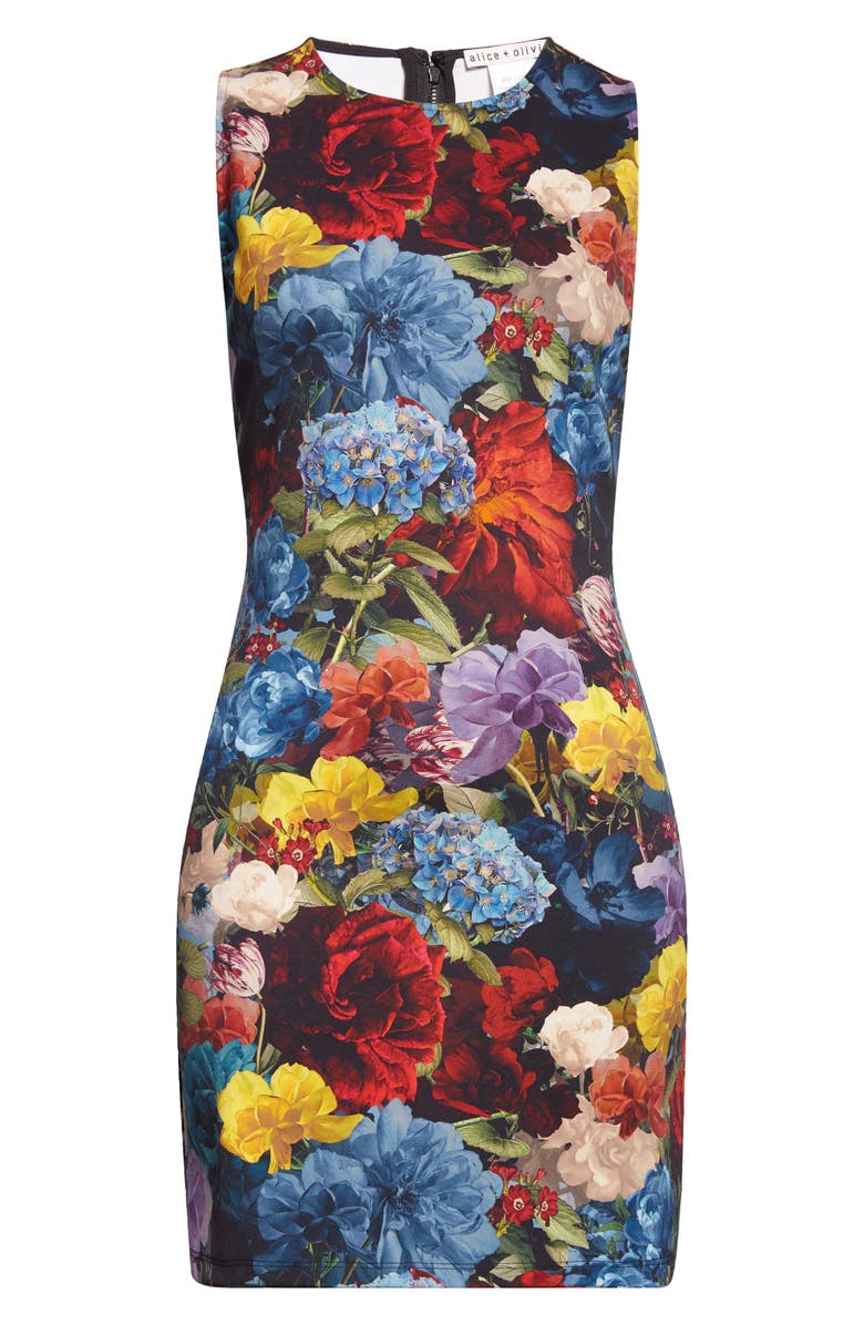 Alice + Olivia Wynell Floral Scuba Knit Minidress, Alternate, color, Flourish