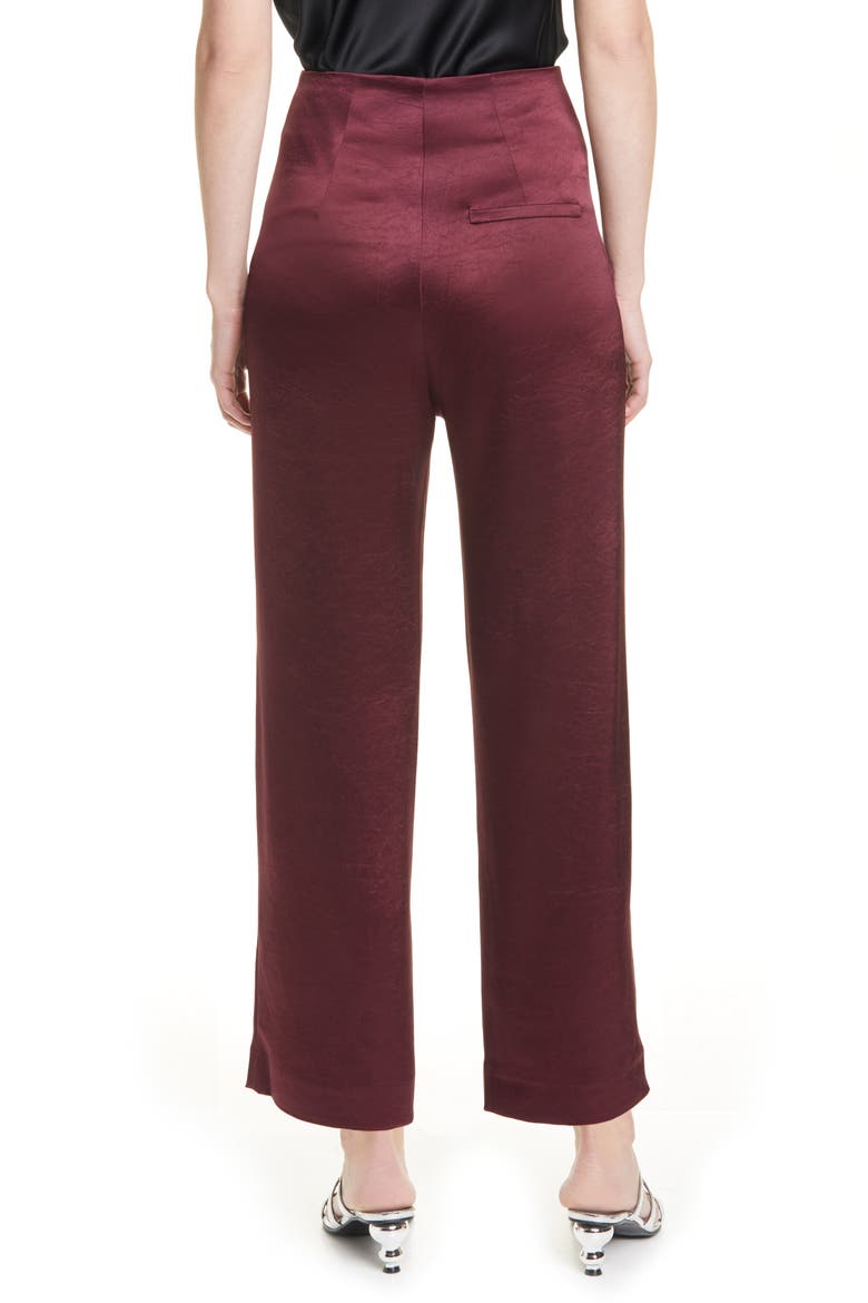 Caribe Satin Crop Wide Leg Pants, Alternate, color, BERRY