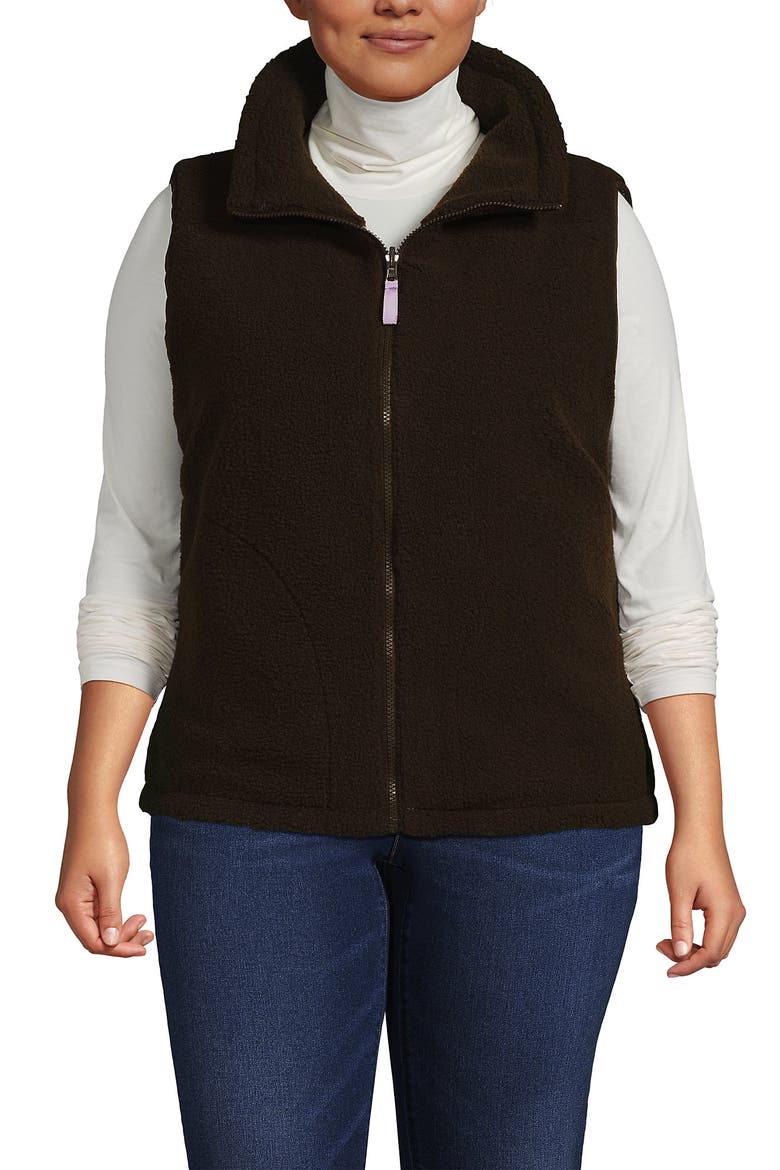 High Pile Fleece Reversible Mixed Media Vest, Alternate, color, Rich Coffee/Brown Check