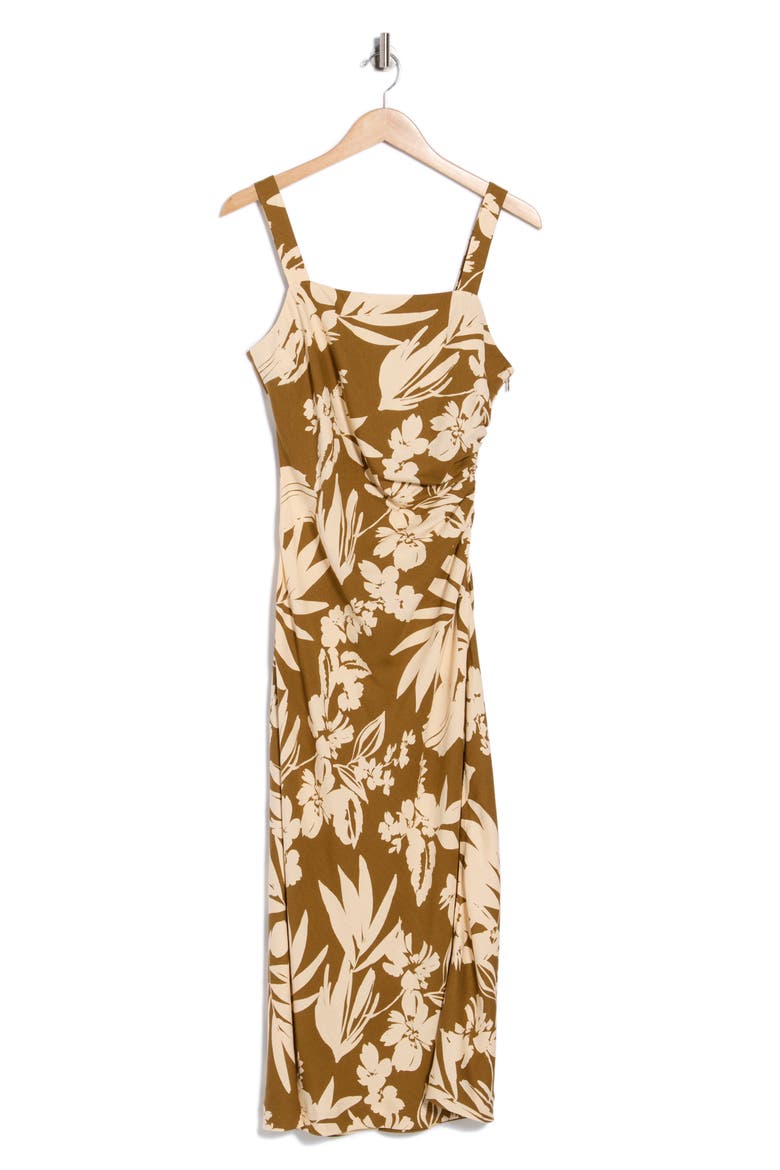 Damaris Midi Dress, Alternate, color, OLIVE TROPIC