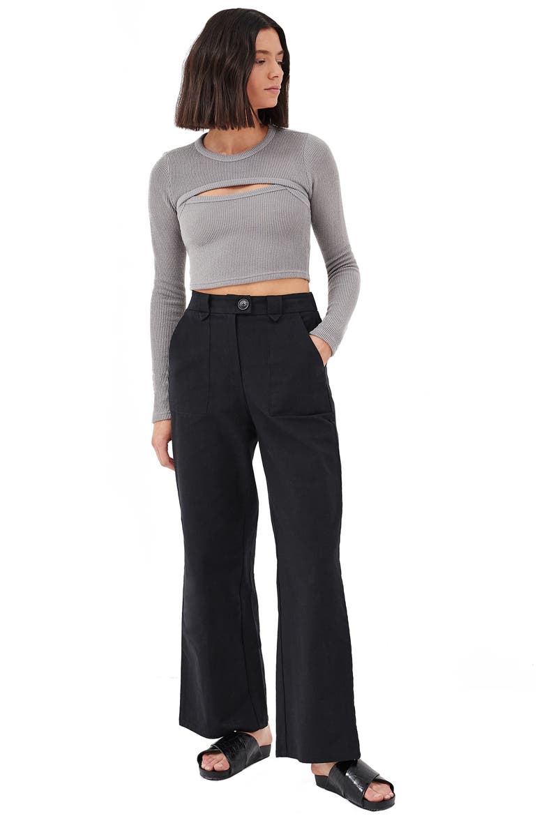 Gabrielle Two-Piece Arm Warmer Crop Top, Alternate, color, GREY