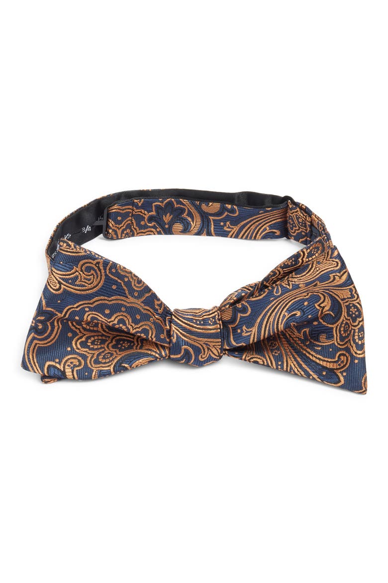 Paisley Silk Bow Tie, Main, color, ORANGE