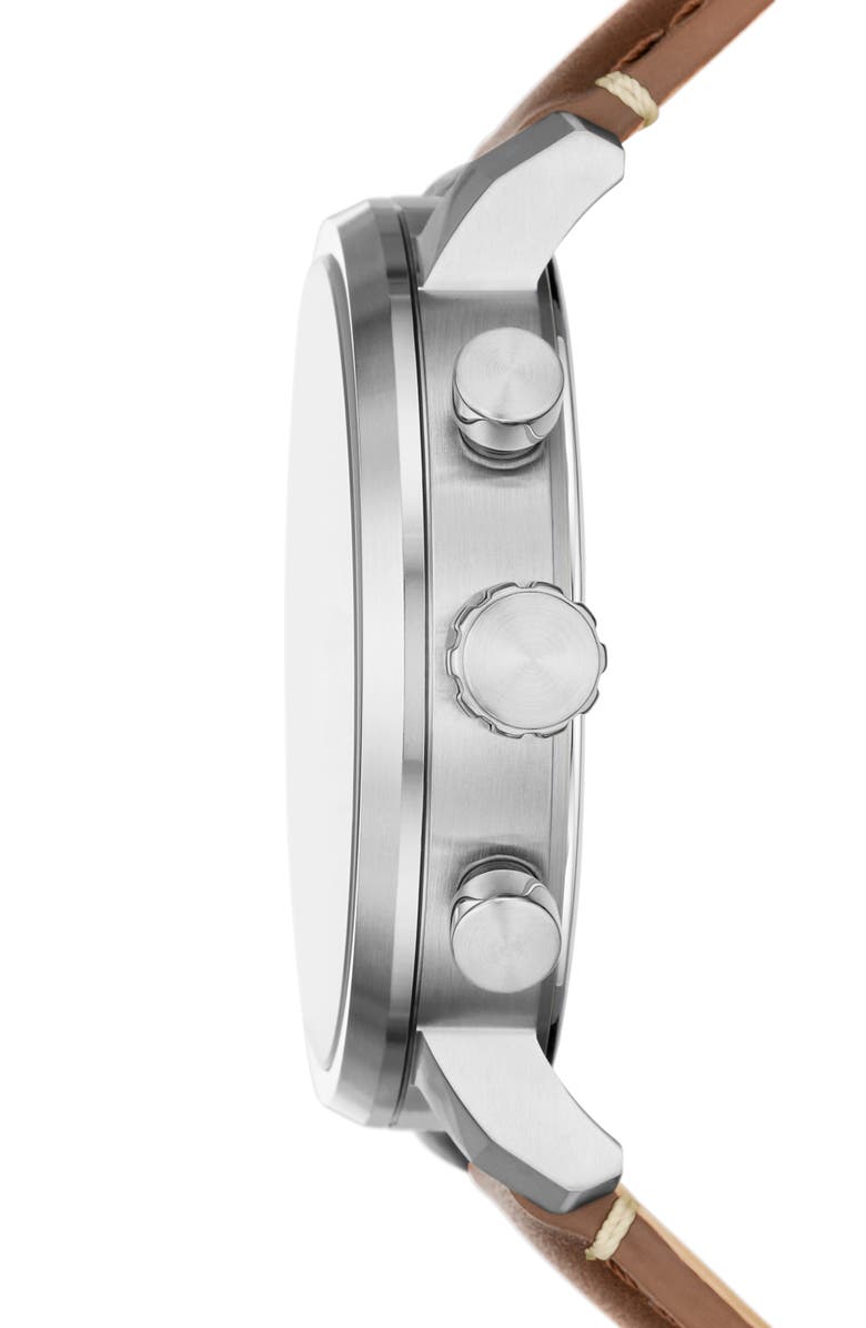 Fossil Rhett Leather Strap Watch, 42mm, Alternate, color, 