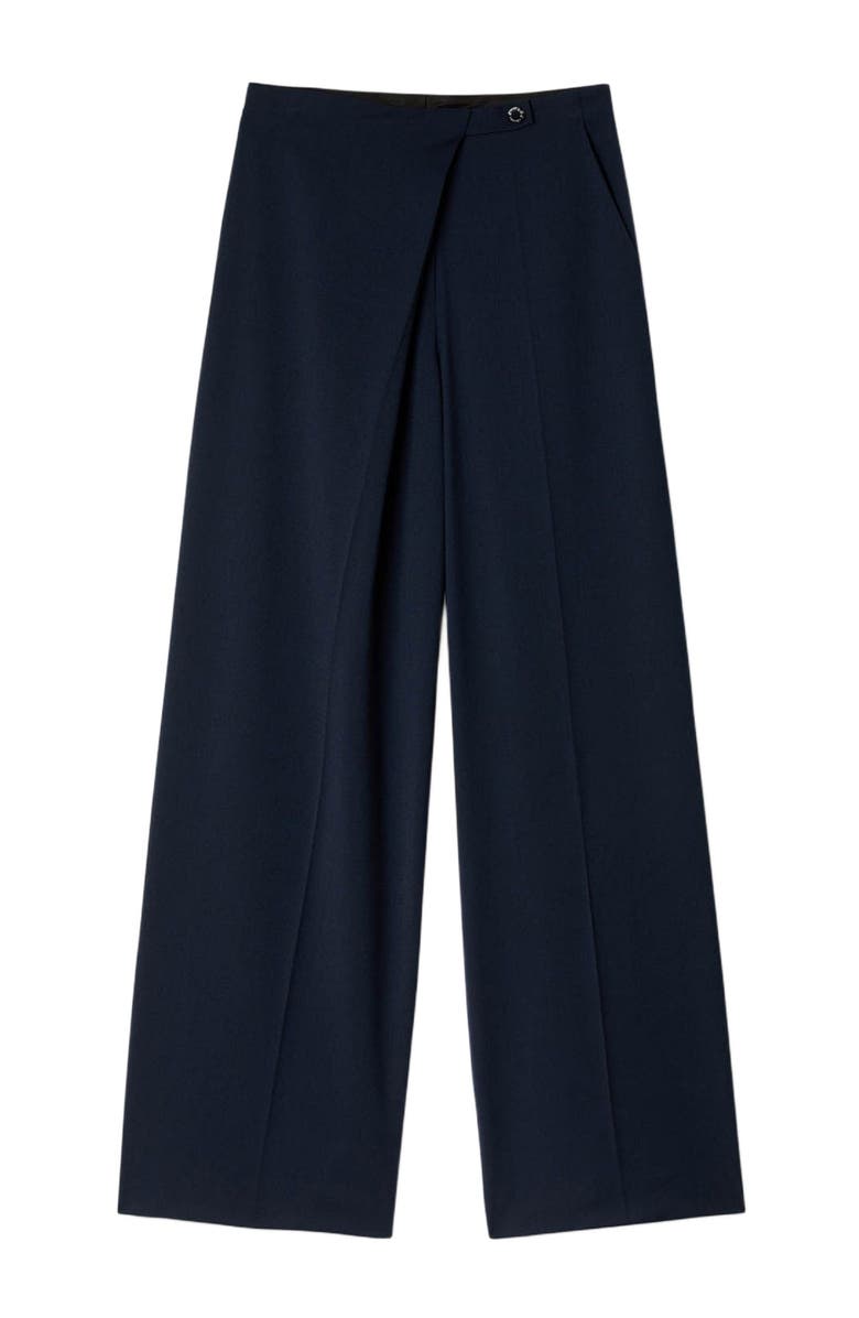 SANDRO Asymmetric straight-leg trousers, Alternate, color, Navy Blue