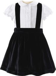 Rachel Riley Eloise Black Silk Velvet Pinafore Set