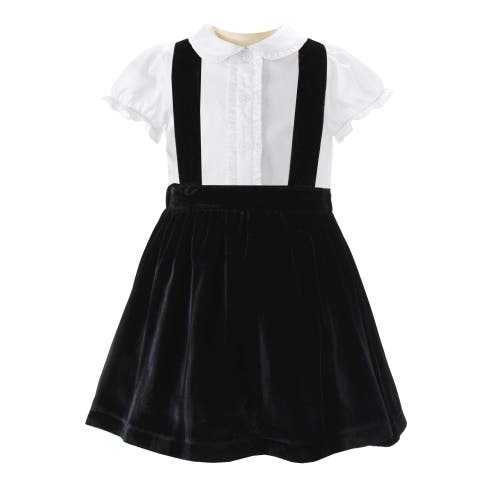RACHEL RILEY RACHEL RILEY ELOISE BLACK SILK VELVET PINAFORE SET