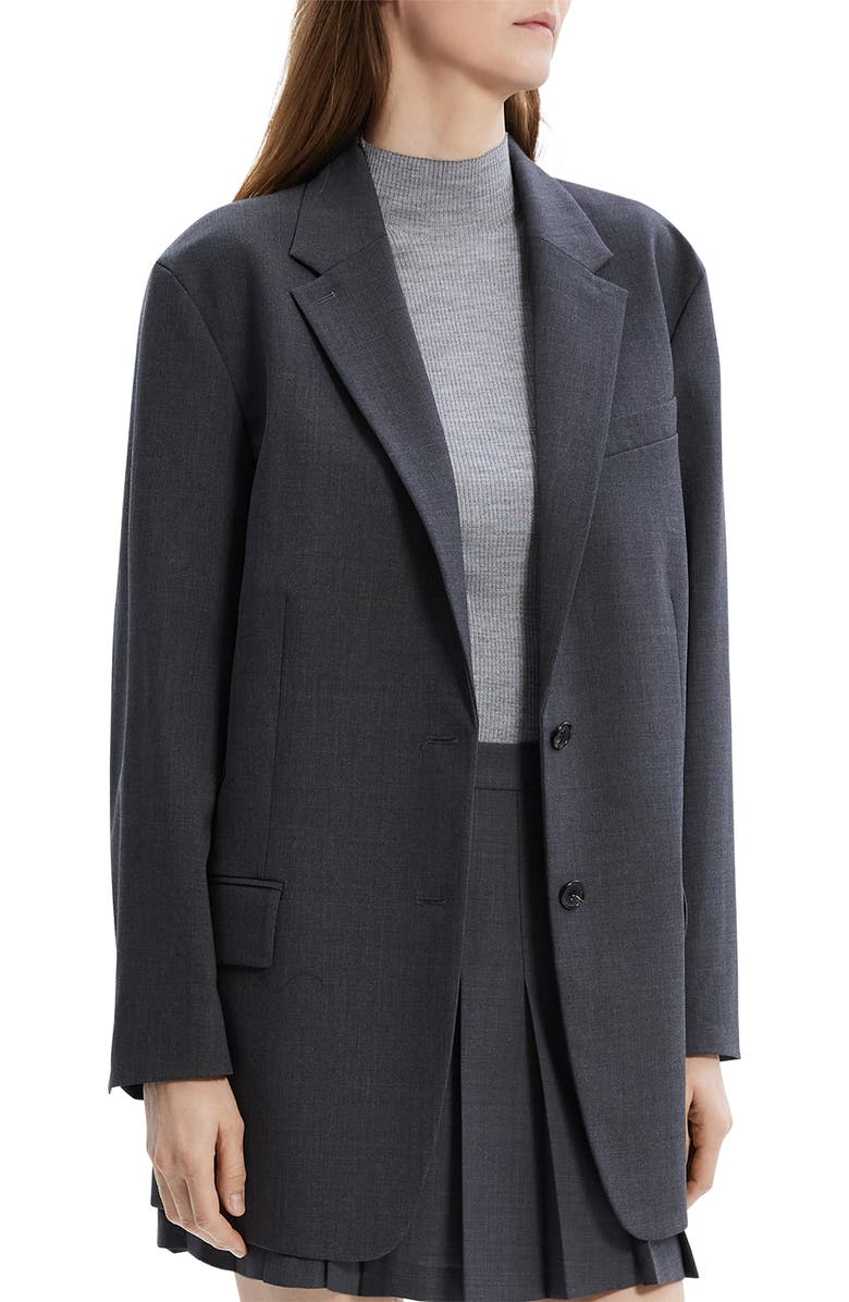 Theory Stretch Wool Blend Blazer, Alternate, color, Charcoal Melange