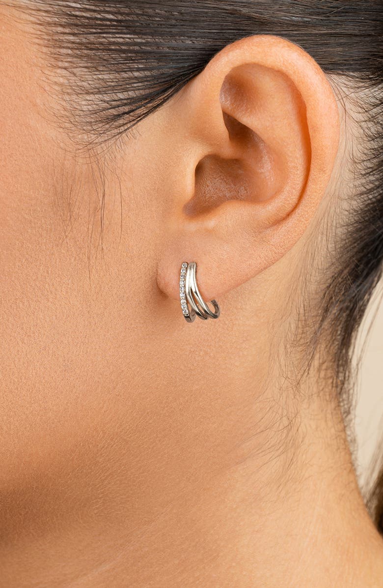 Sterling Forever Harlowe Claw Hoop Earrings, Alternate, color, Silver