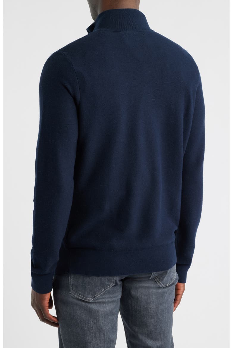 Cotton & Silk Quarter Zip Sweater, Alternate, color, NAVY SAPPHIRE