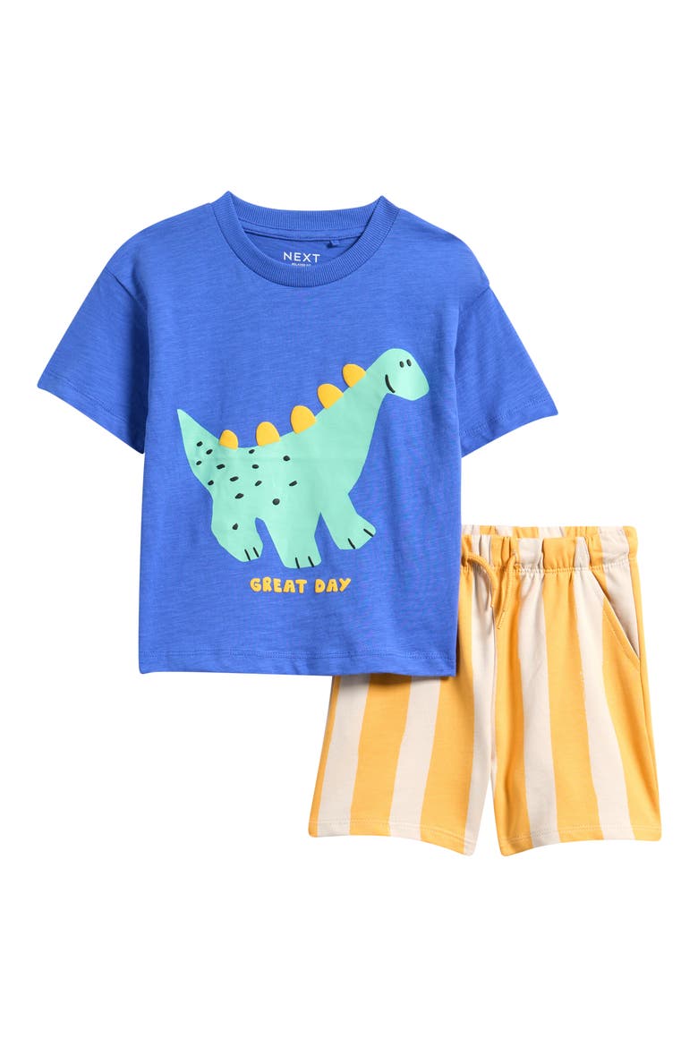 Kids' Dinosaur Graphic T-Shirt & Shorts Set, Main, color, BLUE
