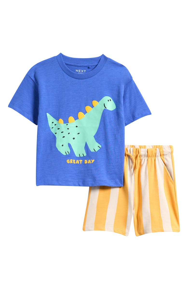 NEXT Kids' Dinosaur Graphic T-Shirt & Shorts Set, Main, color, Blue