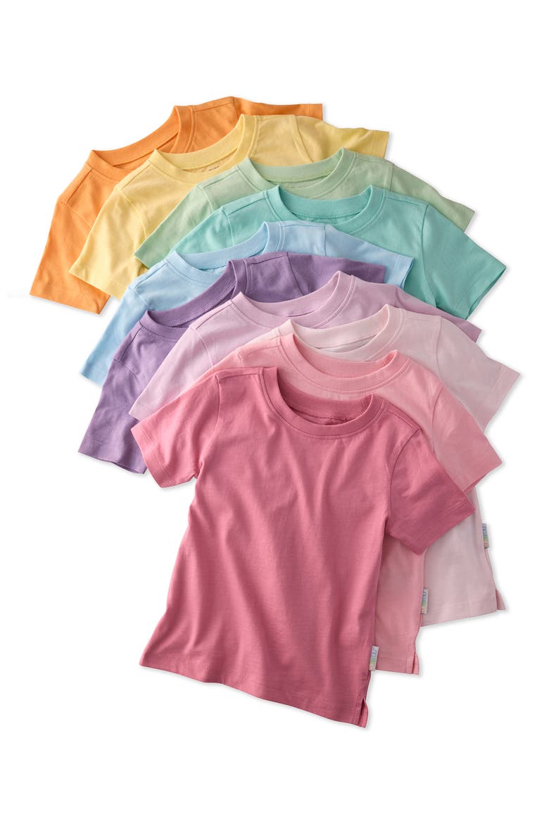 Kids' Taylor Assorted 10-Pack Organic Cotton T-Shirts, Main, color, SUNNY PINK RAINBOW