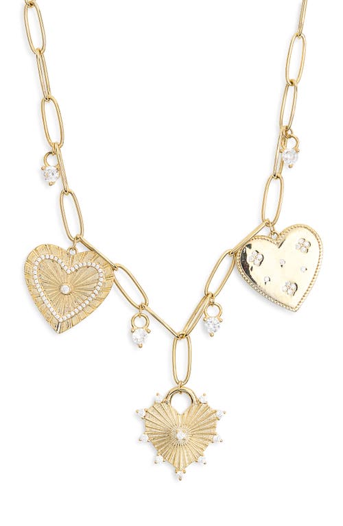 Leith Cubic Zirconia Heart Charm Necklace In Gold