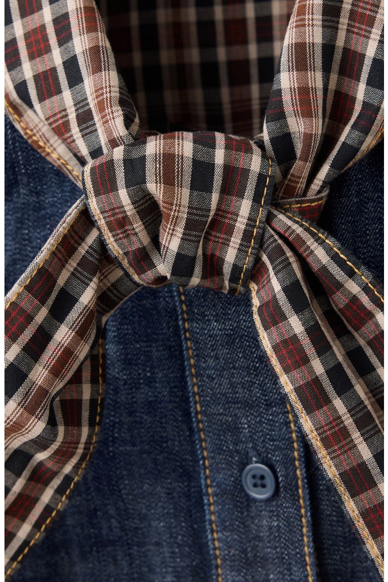 Maya Tie Neck Button Front Shirt, Alternate, color, OPEN BLUE