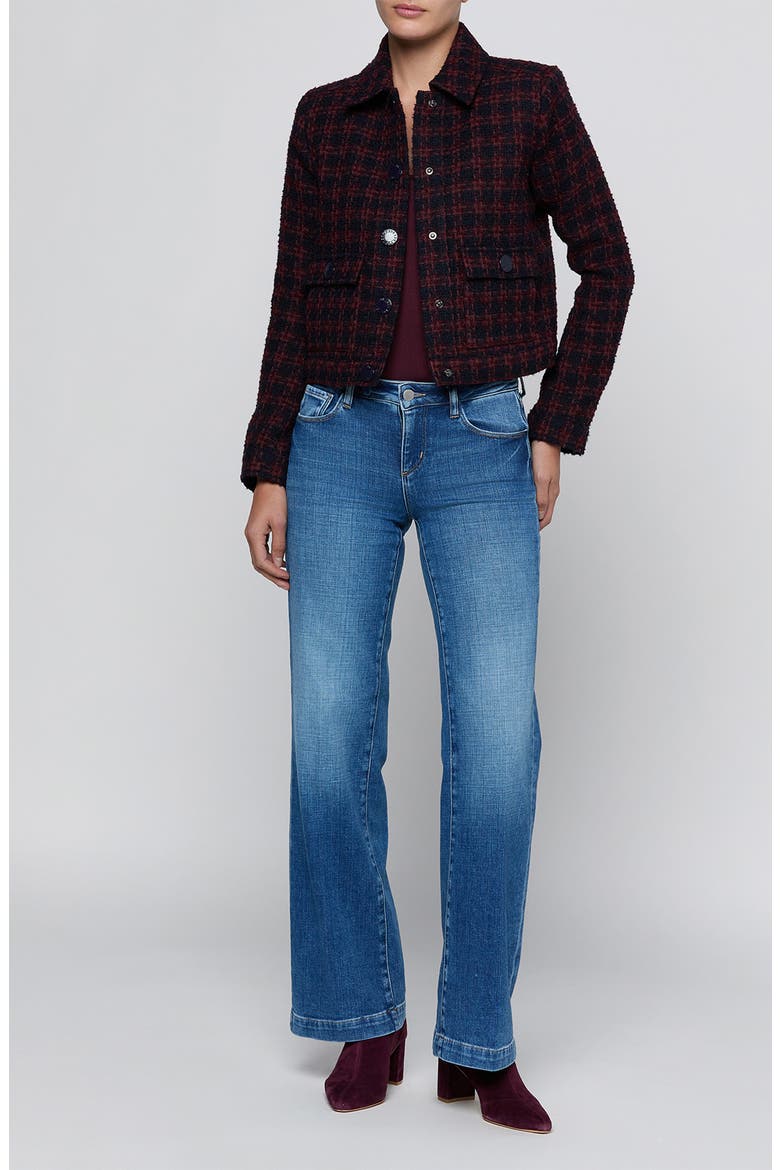 Nyx Cropped Tweed Jacket, Alternate, color, MIDNIGHT/ BURG TWEED