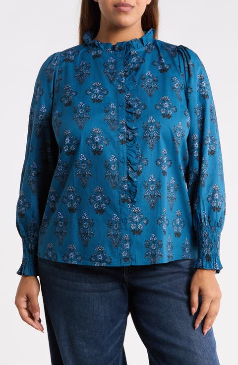 Minny Placed Floral Cotton Button-Up Shirt
