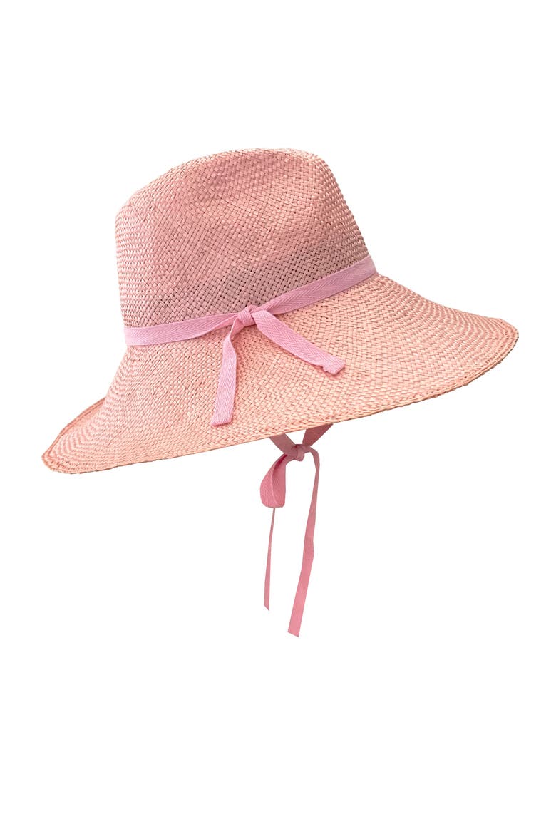 Rosie Wide Brim Straw Hat, Alternate, color, Pink