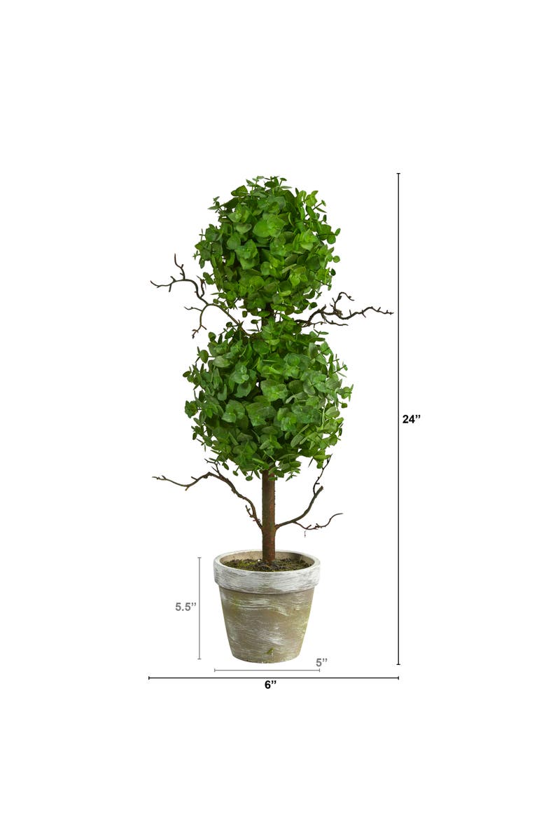 NEARLY NATURAL 2-ft Eucalyptus Double Ball Topiary Artificial Tree, Alternate, color, Green