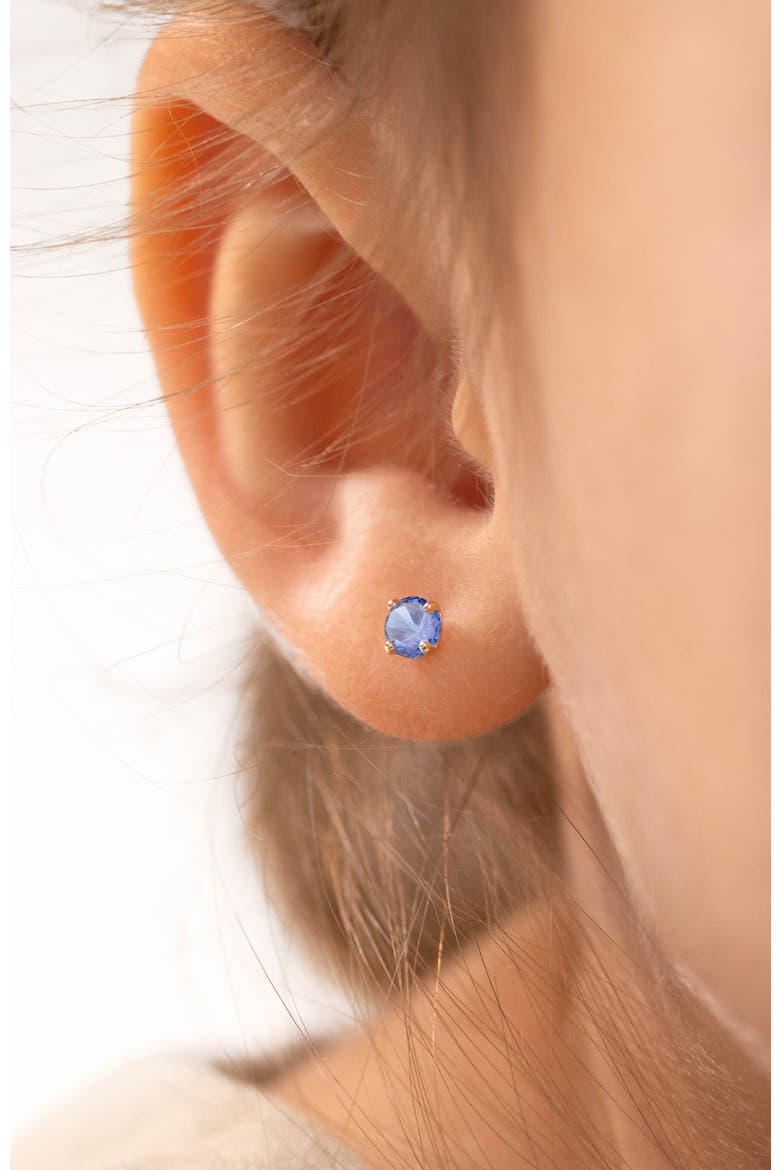 14k Pronged Simulated Birthstone Earrings, Alternate, color, June