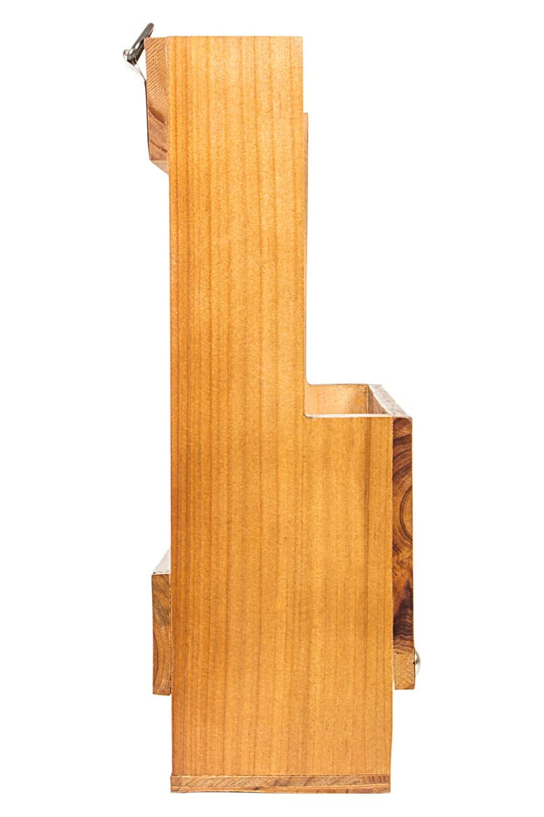 Personalized Rustic Wall Wine Rack & Glass Holder, Alternate, color, BROWN