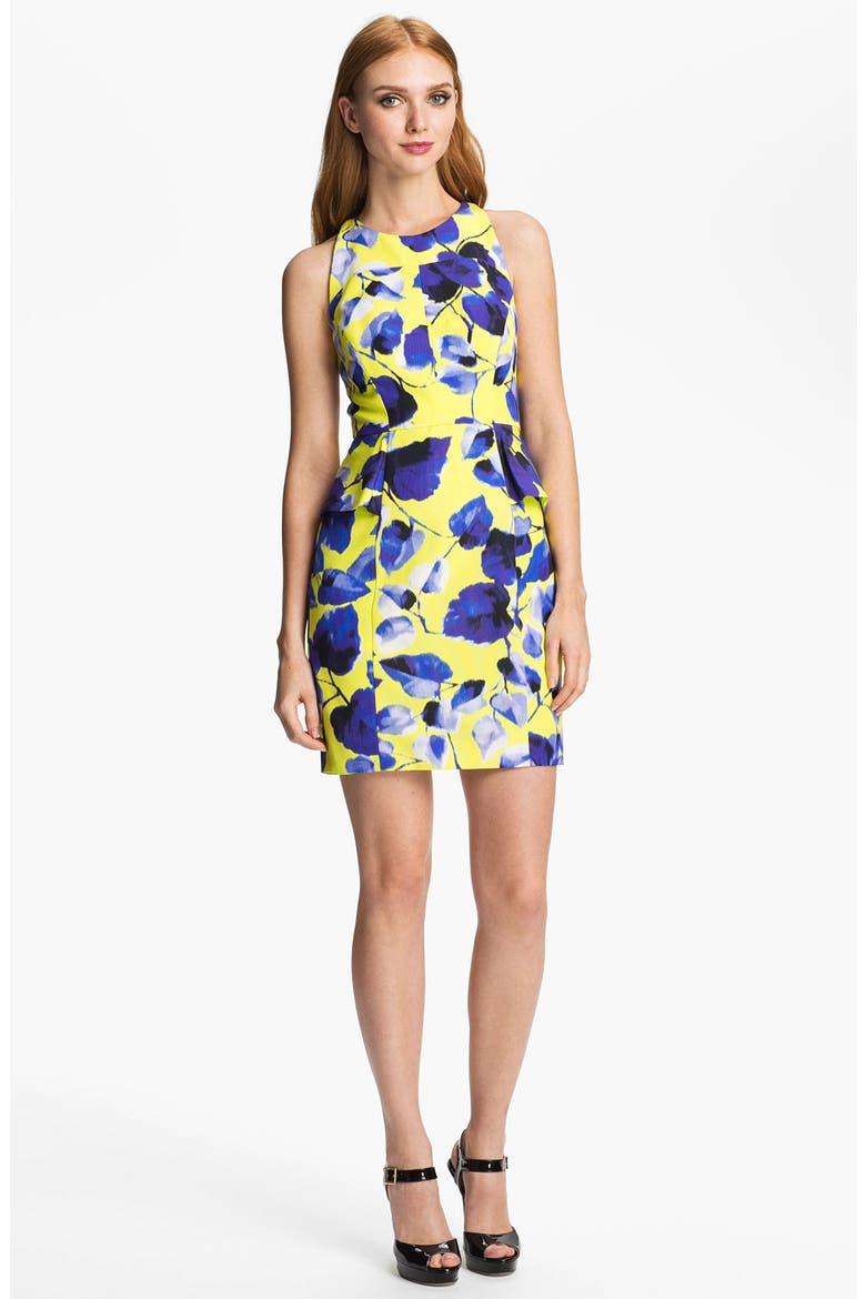 Print Cotton Blend Sheath Dress, Main, color, LEMON