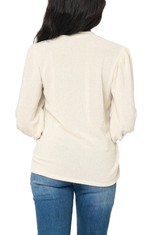 Gibsonlook Metallic Blouson Sleeve Crewneck Sweater In Gold