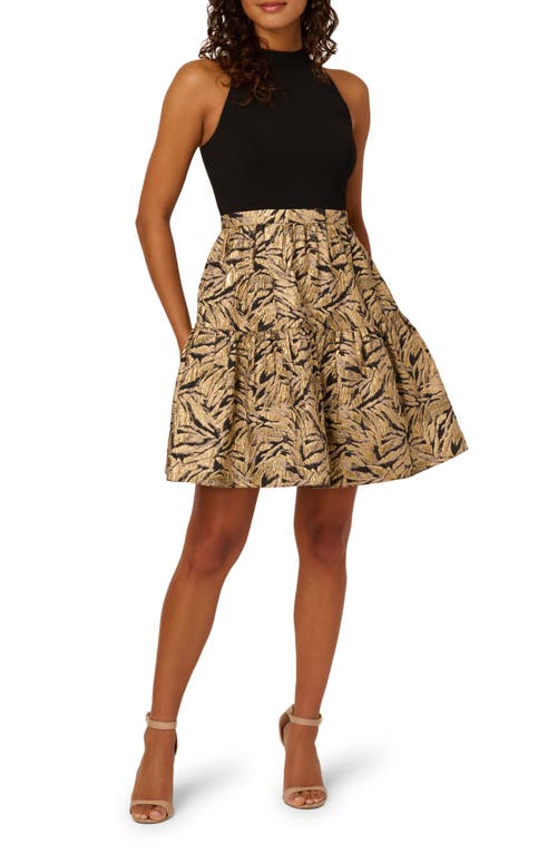 Adrianna Papell Mixed Media Metallic Fit & Flare Dress In Multi