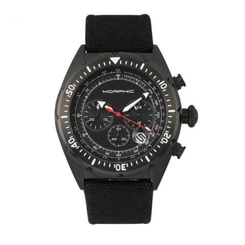 M53 Series Chronograph Fiber-Weaved Leather-Band Watch w/Date