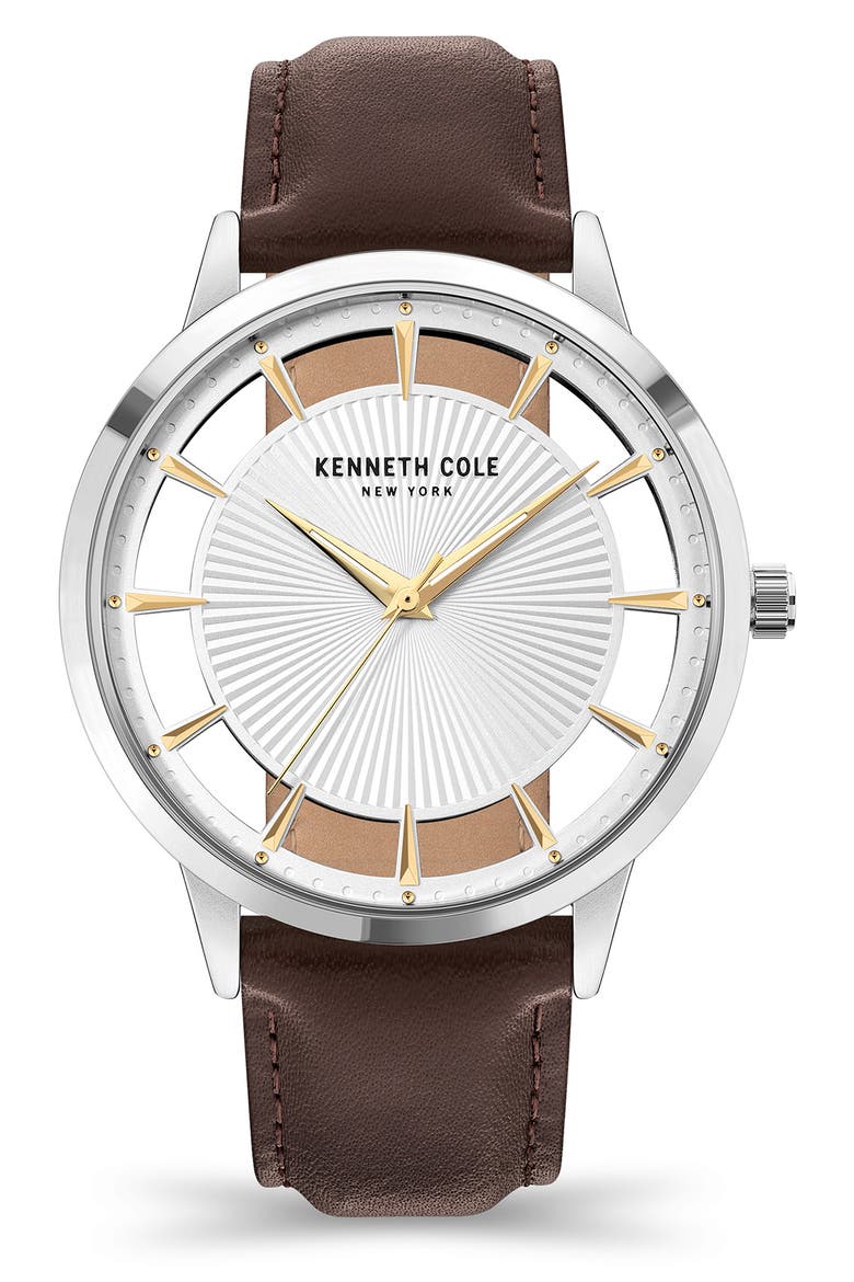 Three-Hand Quartz Watch with Interchangeable Straps, 45mm, Alternate, color, SILVER / BROWN