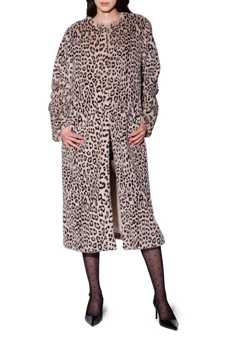 Pierre Faux Fur Long Coat, Main, color, LEOPARD