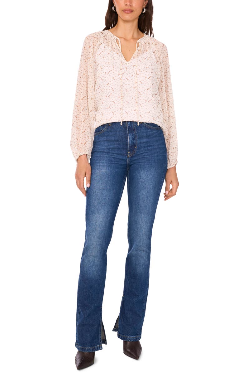 Vince Camuto Abstract Print Long Sleeve Top, Alternate, color, New Ivory