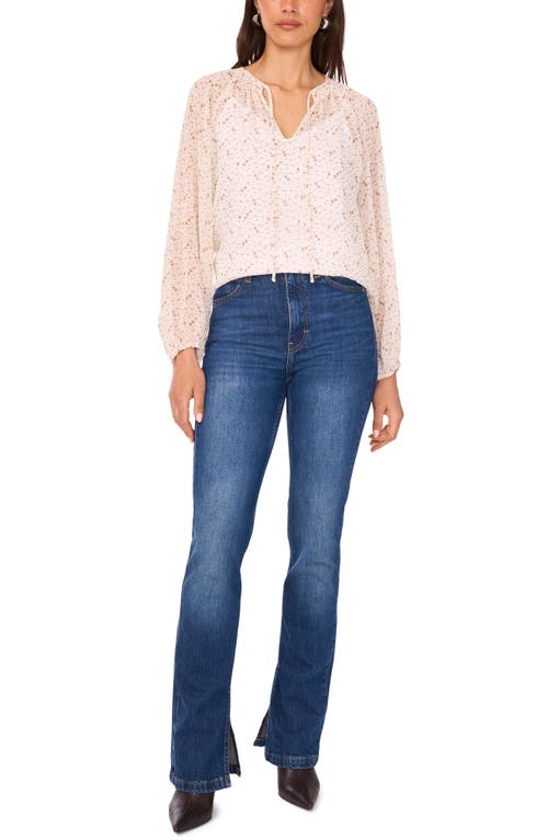 Vince Camuto Abstract Print Long Sleeve Top In Pink
