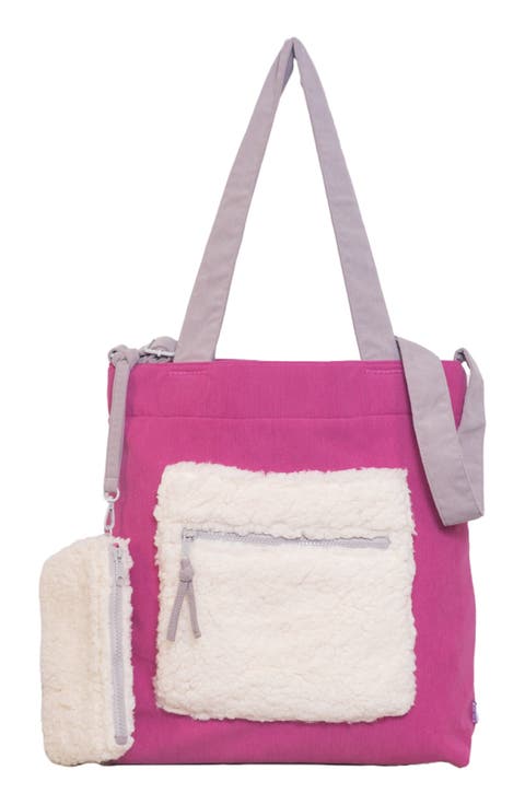 Kids' Colorblock Corduroy & Faux Shearling Tote