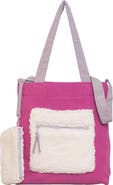 mimish Kids' Colorblock Corduroy & Faux Shearling Tote